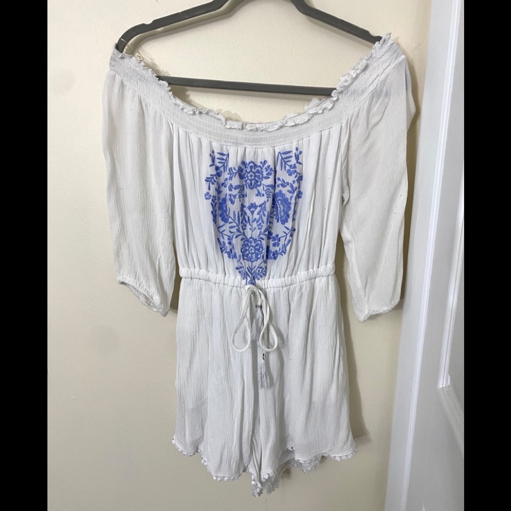 White off the shoulder romper